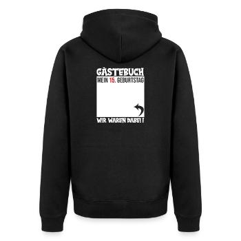 Livre d’or : Mon 15e anniversaire - Veste à capuche bio Premium Unisexe - noir - Dos - Nico (187cm)
