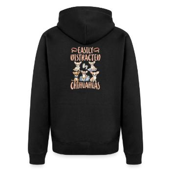 Chihuahua Chihuahueño Easily - Unisex Premium Bio Zip Hoodie - Schwarz - Hinten - Nico (187cm)