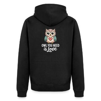 Owl Owl You Need Is Love Owl Love Valentine's Day - Unisex Premium Organic Zip Hoodie - black - Back - Nico (187cm)