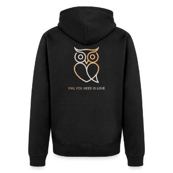 Owl Owl You Need Is Love Owl Love Valentine's Day - Unisex Premium Organic Zip Hoodie - black - Back - Nico (187cm)