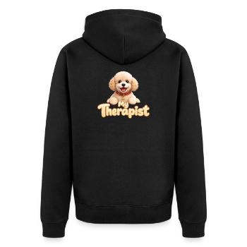 Poodle My Therapist - Unisex Premium Organic Zip Hoodie - black - Back - Nico (187cm)