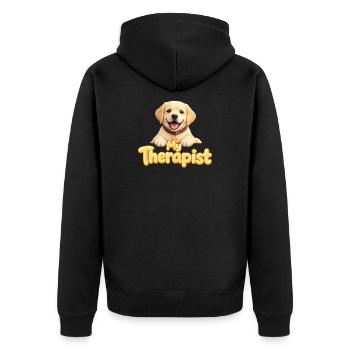 Labrador Retriever My Therapist - Unisex Premium Bio Zip Hoodie - Schwarz - Hinten - Nico (187cm)