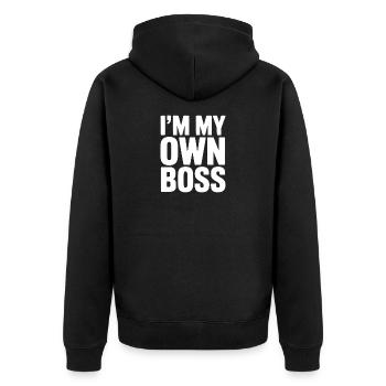 Ich bin mein Eigener - Unisex Premium Bio Zip Hoodie - Schwarz - Hinten - Nico (187cm)