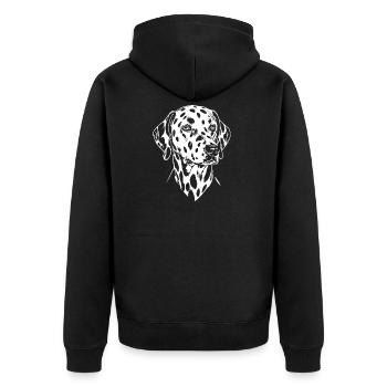 Dalmatiner Kopf - Unisex Premium Bio Zip Hoodie - Schwarz - Hinten - Nico (187cm)