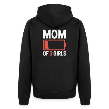 Mutter von 3 Mädchen Batterie-Ikon-Tee - Unisex Premium Bio Zip Hoodie - Schwarz - Hinten - Nico (187cm)