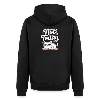 Katzen Spruch Not Today Büro Cat Homeoffice Katze - Unisex Premium Bio Zip Hoodie - Schwarz - Hinten - Nico (187cm)