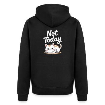 Katzen Spruch Not Today Büro Cat Homeoffice Katze - Unisex Premium Bio Zip Hoodie - Schwarz - Hinten - Nico (187cm)