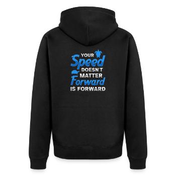 Forward is Forward Motivational Turtle Quote Art - Unisex Premium Organic Zip Hoodie - black - Back - Nico (187cm)