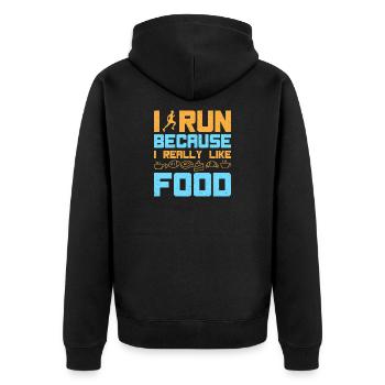 Running I Run I Like Food Marathon Runner - Unisex Premium Bio Zip Hoodie - Schwarz - Hinten - Nico (187cm)