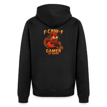 F-Caw-F Gamer At Work Gaming Rooster Humor Funny - Unisex Premium Organic Zip Hoodie - black - Back - Nico (187cm)