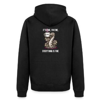 Its Fine In Fine Coffee Snake Humor - Unisex Premium Organic Zip Hoodie - black - Back - Nico (187cm)