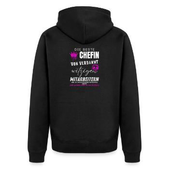 beste Chefin von verdammt witzigen Mitarbeitern - Unisex Premium Bio Zip Hoodie - Schwarz - Hinten - Nico (187cm)