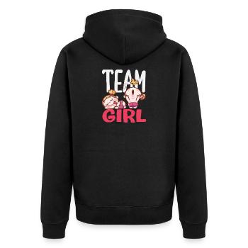 Team Mädchen Gender Reveal Party Pink - Unisex Premium Bio Zip Hoodie - Schwarz - Hinten - Nico (187cm)