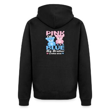 Rose ou bleu Big Brother t’aime - Veste à capuche bio Premium Unisexe - noir - Dos - Nico (187cm)