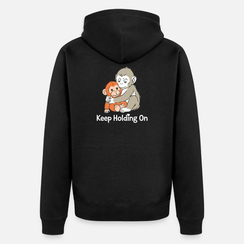 Halt die Affenumarmung fest - Unisex Premium Bio Zip Hoodie - Schwarz