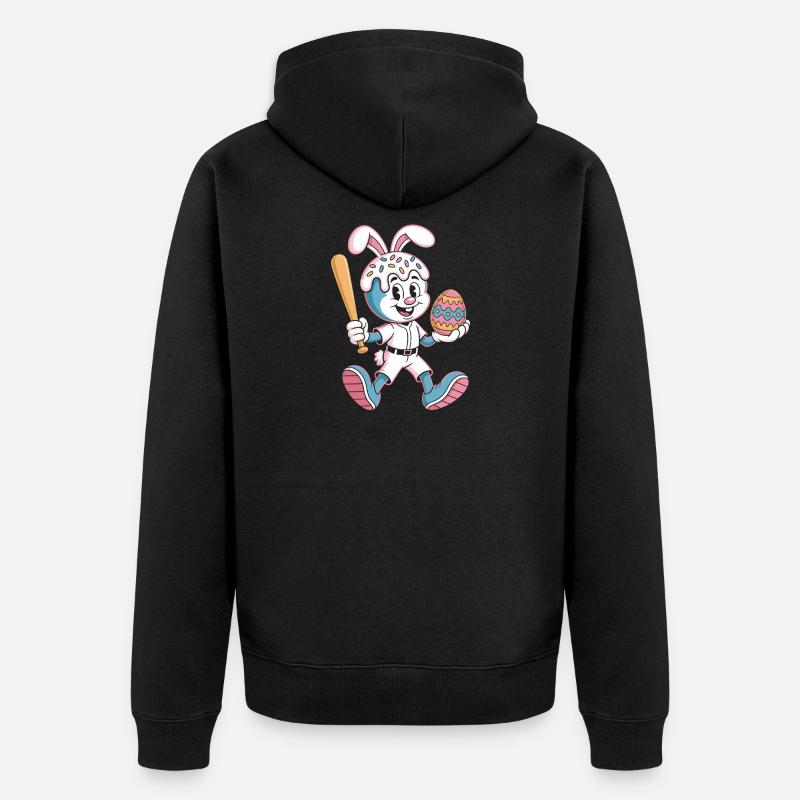 Hoppelhase with Easter egg - Unisex Premium Organic Zip Hoodie - black