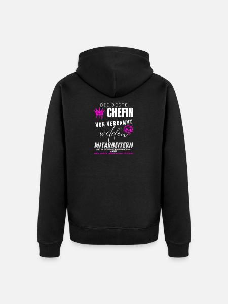 beste Chefin von verdammt wilden Mitarbeitern - Unisex Premium Organic Zip Hoodie - black