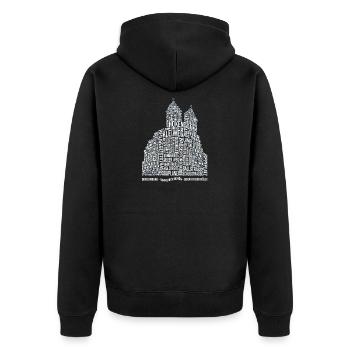 Quedlinburg Straßennamen (Typo-3D-Edition) - Unisex Premium Bio Zip Hoodie - Schwarz - Hinten - Nico (187cm)