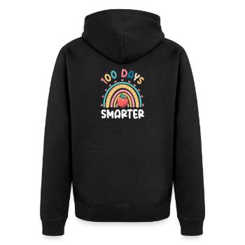 100 Tage Schlauer Regenbogen Schule - Unisex Premium Bio Zip Hoodie - Schwarz - Hinten - Nico (187cm)