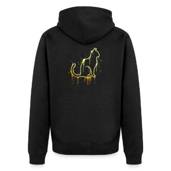 Look doré silhouette de chat – Élégant chat - Veste à capuche bio Premium Unisexe - noir - Dos - Nico (187cm)