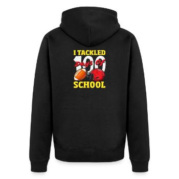 Conception sportive du football scolaire 100 Days - Veste à capuche bio Premium Unisexe - noir - Dos - Nico (187cm)