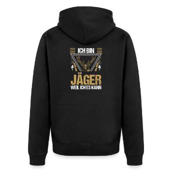 Hunting Hunting Huntsman Hunters - Unisex Premium Organic Zip Hoodie - black - Back - Nico (187cm)