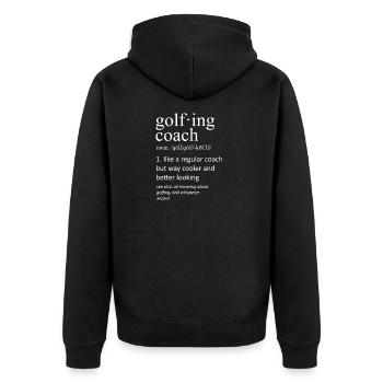 Lustiger Golftrainer Definition Substantiv-Slogan - Unisex Premium Bio Zip Hoodie - Schwarz - Hinten - Nico (187cm)