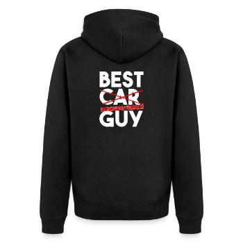 Best Running Female Guy Funny Runner Slogan - Unisex Premium Organic Zip Hoodie - black - Back - Nico (187cm)
