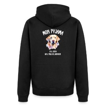 Labrador Dog Pajamas Humor - Unisex Premium Organic Zip Hoodie - black - Back - Nico (187cm)