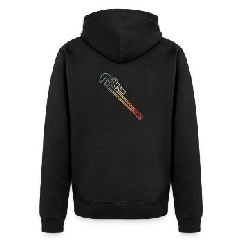 Wasserrohrzange Retro Look - Unisex Premium Bio Zip Hoodie - Schwarz - Hinten - Nico (187cm)