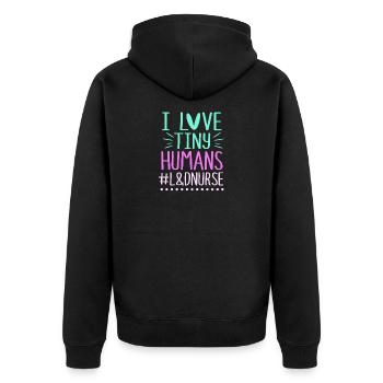 Hebamme Obgyn Frauenheilkunde Geburtshilfe - Unisex Premium Bio Zip Hoodie - Schwarz - Hinten - Nico (187cm)