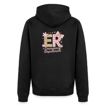 Notaufnahme Sprüche Geschenk für Pflegekräfte - Unisex Premium Bio Zip Hoodie - Schwarz - Hinten - Nico (187cm)