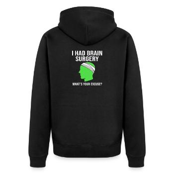 Traumatic brain injury, traumatic brain injury, car accident - Unisex Premium Organic Zip Hoodie - black - Back - Nico (187cm)