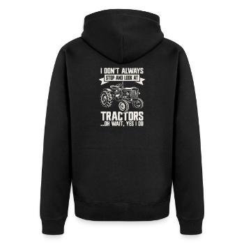 Tractor Farmer Farm Farming - Unisex Premium Organic Zip Hoodie - black - Back - Nico (187cm)