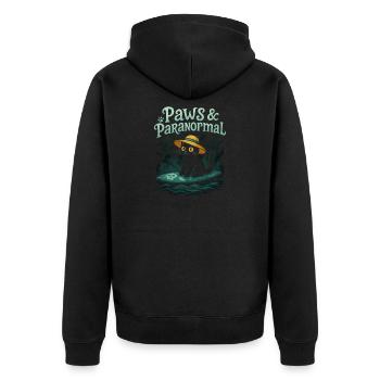 Paws & Paranormal: Black Cat Surfs with Ghost - Unisex Premium Organic Zip Hoodie - black - Back - Nico (187cm)