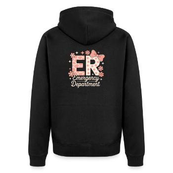 Notaufnahme Sprüche Geschenk für Pflegekräfte - Unisex Premium Bio Zip Hoodie - Schwarz - Hinten - Nico (187cm)