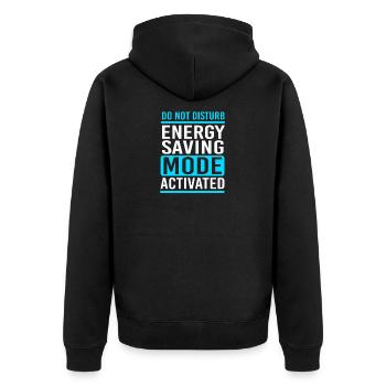Faulenzer Prokrastination Faul Faulheit - Unisex Premium Bio Zip Hoodie - Schwarz - Hinten - Nico (187cm)