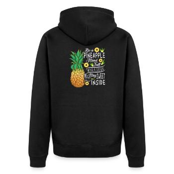 Be A Pineapple Stand Tall Wear A Crown Quote Art - Unisex Premium Bio Zip Hoodie - Schwarz - Hinten - Nico (187cm)