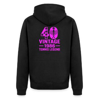40e anniversaire du tennis 1986, chemise élégante - Veste à capuche bio Premium Unisexe - noir - Dos - Nico (187cm)