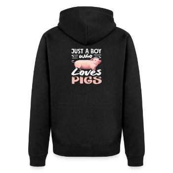 Just a boy who loves pigs farm - Unisex Premium Organic Zip Hoodie - black - Back - Nico (187cm)
