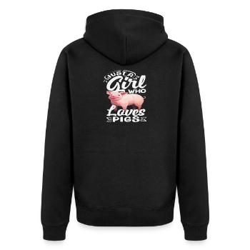 Nur ein Mädchen das Schweine liebt Ferkel - Unisex Premium Bio Zip Hoodie - Schwarz - Hinten - Nico (187cm)