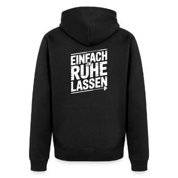 Einfach in Ruhe Lassen Typo-Design - Unisex Premium Bio Zip Hoodie - Schwarz - Hinten - Nico (187cm)