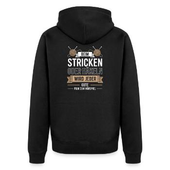 Beim Stricken Oder Häkeln: Guter Film Hörspiel - Unisex Premium Organic Zip Hoodie - black - Back - Nico (187cm)