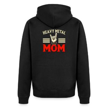 Heavy Metal Mom – Rock Hand | Metal Mama - Unisex Premium Bio Zip Hoodie - Schwarz - Hinten - Nico (187cm)