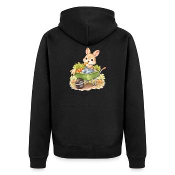 Cute bunny with carrots in wheelbarrow - Unisex Premium Organic Zip Hoodie - black - Back - Nico (187cm)