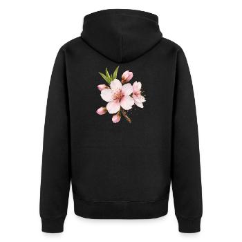 Almond Blossom Pink Spring Flower - Unisex Premium Organic Zip Hoodie - black - Back - Nico (187cm)