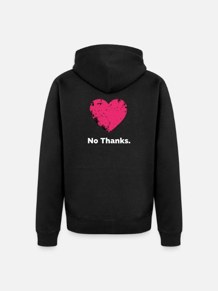Nein Danke Herz - Unisex Premium Bio Zip Hoodie - Schwarz