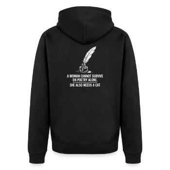 Poesie und Katzen stärken Frauen - Unisex Premium Bio Zip Hoodie - Schwarz - Hinten - Nico (187cm)