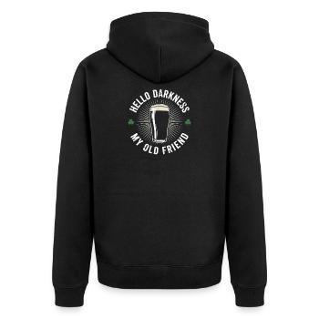 Hello Darkness My Old Friend Trinkt Stout-Bier - Unisex Premium Bio Zip Hoodie - Schwarz - Hinten - Nico (187cm)