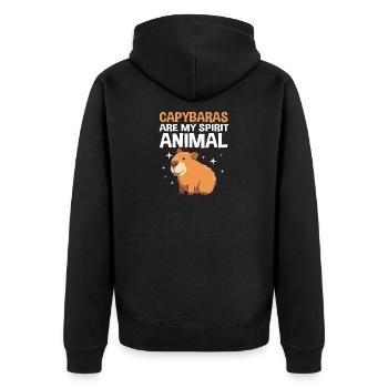 Capybara Capibara - Unisex Premium Bio Zip Hoodie - Schwarz - Hinten - Nico (187cm)